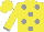 Silk - Yellow, grey spots on front, grey cuffs on sleeves, yellow cap