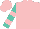 Silk - Turqoise, pink 'w', pink hoops on turquoise sleeves, pink cap