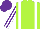 Silk - Lime, purple and white braces, purple and white stripes on sleeves, purple cap
