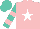 Silk - Turquosie, pink star on white star pink bars on sleeves, pink and turquoise cap