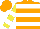 Silk - Fluorscent orange, fluorscent yellow and white hoops, white 's and k', fluorscent yellow and white bars on sleeves, fluorscent orange cap