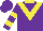 Silk - Purple, yellow collar and  v, yellow bars on sleeves, purple cap