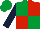 Silk - Emerald green and red (quartered), dark blue sleeves