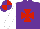 Silk - Purple, red maltese cross, white sleeves, purple and red quartered cap, purple peak