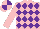 Silk - Pink and purple diamonds, pink and purple quartered cap