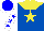 Silk - Royal blue, yellow yoke, yellow star, white sleeves, blue stars, blue cap, white peak