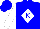 Silk - Blue, blue 'k' on white diamond, white sleeves, blue cap