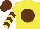 Silk - Yellow, brown ball, brown chevrons on sleeves, brown cap