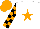 Silk - White, orange star, orange and black check sleeves, orange cap