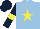 Silk - Light blue, yellow star, yellow hoop on dark blue sleeves , dark blue cap