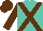 Silk - Turquoise, brown cross belts, brown sleeves, brown cap