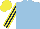 Silk - LIGHT BLUE, dark blue & yellow striped sleeves, yellow cap