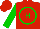 Silk - Red, green circled 'h', green sleeves, red cap