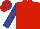 Silk - Red, royal blue sleeves, red spots, red cap, royal blue spots