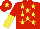Silk - Red, yellow stars, red and yellow halved sleeves, red cap with yellow star