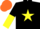 Silk - Black, Yellow star, halved sleeves, Orange cap