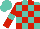 Silk - Turquoise and red blocks, red sleeves, turquoise hoop