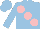 Silk - Light blue, large pink spots
