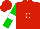 Silk - Red, black and white eyes and 'c', white band on green sleeves