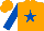 Silk - Orange, royal blue star, royal blue sleeves, orange cap
