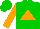 Silk - Green,orange'k' in orange triangle frame, green'k' in triangle orange sleeve