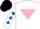 Silk - White, Pink inverted triangle, White sleeves, Royal Blue diamonds, Black cap