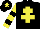 Silk - Black body, yellow cross of lorraine, yellow arms, black hooped, black cap, yellow star