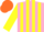 Silk - Pink and Yellow stripes, Yellow sleeves, Orange cap