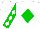 Silk - White, Green Diamond, Green Sleeves, White Diamonds