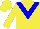 Silk - Yellow body, big-blue chevron, yellow arms, yellow cap, big-blue striped