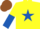 Silk - Yellow, Royal Blue star, halved sleeves, Brown cap