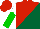 Silk - Red, dark green halved diagonally, red and green chevrons on white sleeves, red and green halved cap