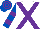 Silk - White, purple cross sashes, royal blue sleeves, purple hoops, royal blue cap, purple hoops