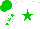Silk - White, green star, green stars on sleeves, green cap