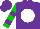 Silk - Purple, 3 blind mice on white ball, purple bars on green slvs
