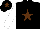 Silk - Black, brown star, white sleeves, black cap, brown star