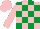 Silk - PINK and EMERALD GREEN check, PINK sleeves and cap