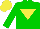 Silk - Green, yellow inverted triangle, green sleeves, yellow cap