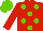 Silk - Red, light green spots, light green cap