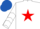 Silk - White, Red star, Red and White chevrons on sleeves, Royal Blue cap