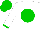 Silk - White, green ball, white emblem, green cuffs and cap