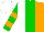 Silk - White, green, and orange thirds, green and orange bars on sleeves