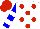 Silk - White, red dots, blue sleeves, two white hoops, red cap