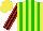 Silk - Yellow, green stripes, black sleeves, red stripes