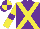 Silk - Purple, yellow cross belts, yellow sleeves, purple armlets, purple and yellow quartered cap