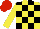 Silk - Yellow and black check, yellow sleeves, red cap