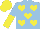 Silk - Light blue, yellow hearts, light blue and yellow halved sleeves, yellow cap