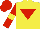 Silk - Yellow, red inverted triangle, yellow armlets on red sleeves, red cap