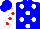 Silk - Blue, white circles, red dots on white sleeves