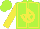 Silk - Lime green, yellow 'mm' & star in horseshoe, yellow seam on front, yellow sleeves